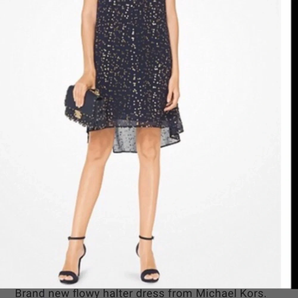 MICHAEL KORS Navy Blue Halter Cocktail Dress Small to Medium BNWT - Picture 5 of 9